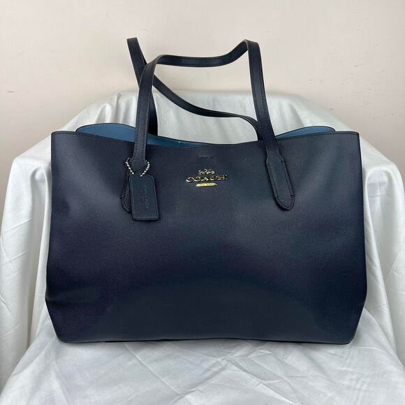 Coach Large Avenue Carryall Blue Saffiano Leather Purse - Picture 1 of 8